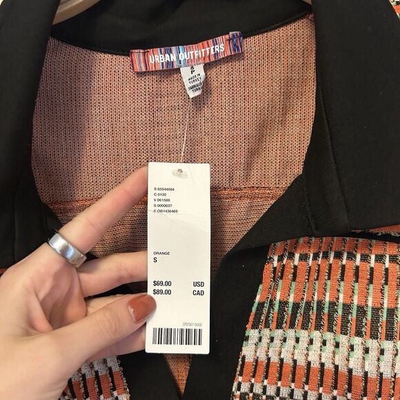 Urban Outfitters Orange Racerback 70"s Style Mini‎ Dress S Collared Retro NWT - Picture 3 of 7